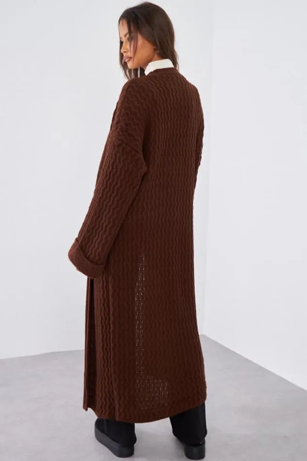 Women Gilet Marron En Maille Simple Brown Brentiny Paris Cardigans