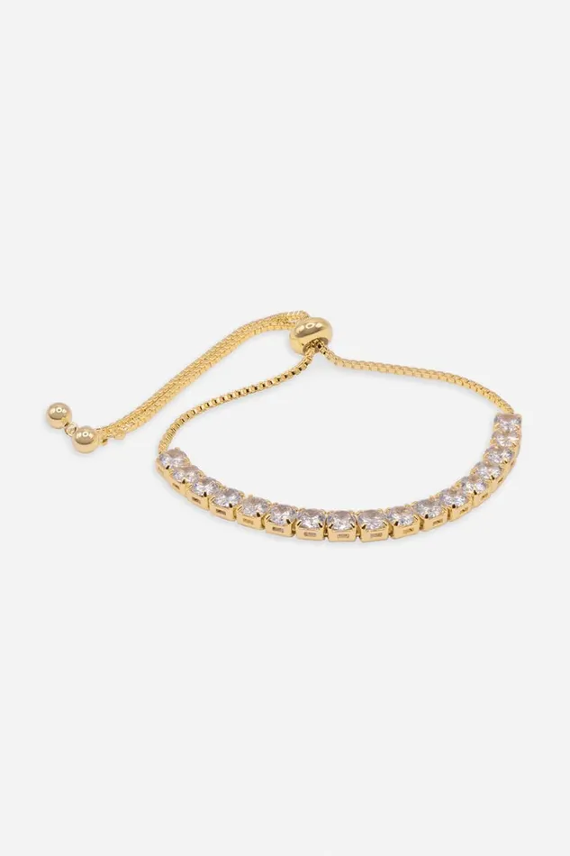Women Gold Adjustable Slider Tennis Bracelet Roman Jewellery