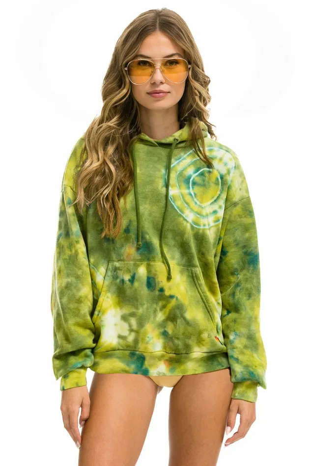 Women HAND DYED PULLOVER HOODIE RELAXED 8211 TIE DYE GREEN YELLOW Aviator Nation Hoodies