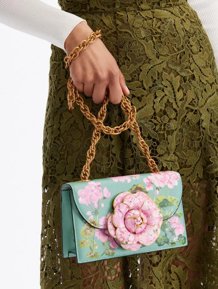 Women Handbags Oscar De La Renta Geranium Printed TRO Bag Pinkjade Women Handbags Oscar De La Renta Geranium Printed TRO Bag Pinkjade