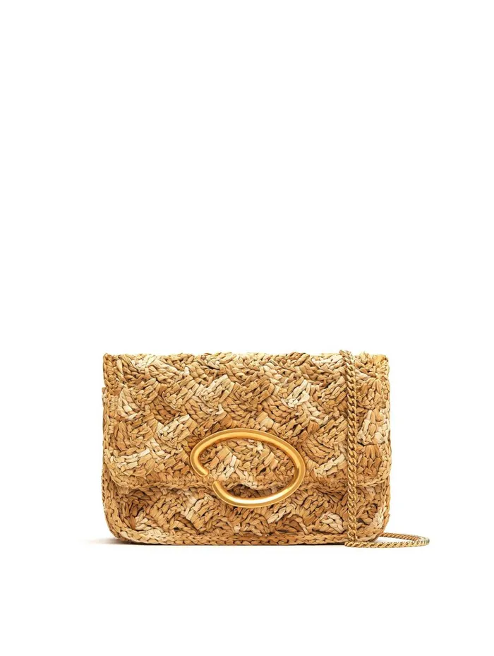 Women Handbags Oscar De La Renta Raffia Crochet O Pochette Naturalbeige
