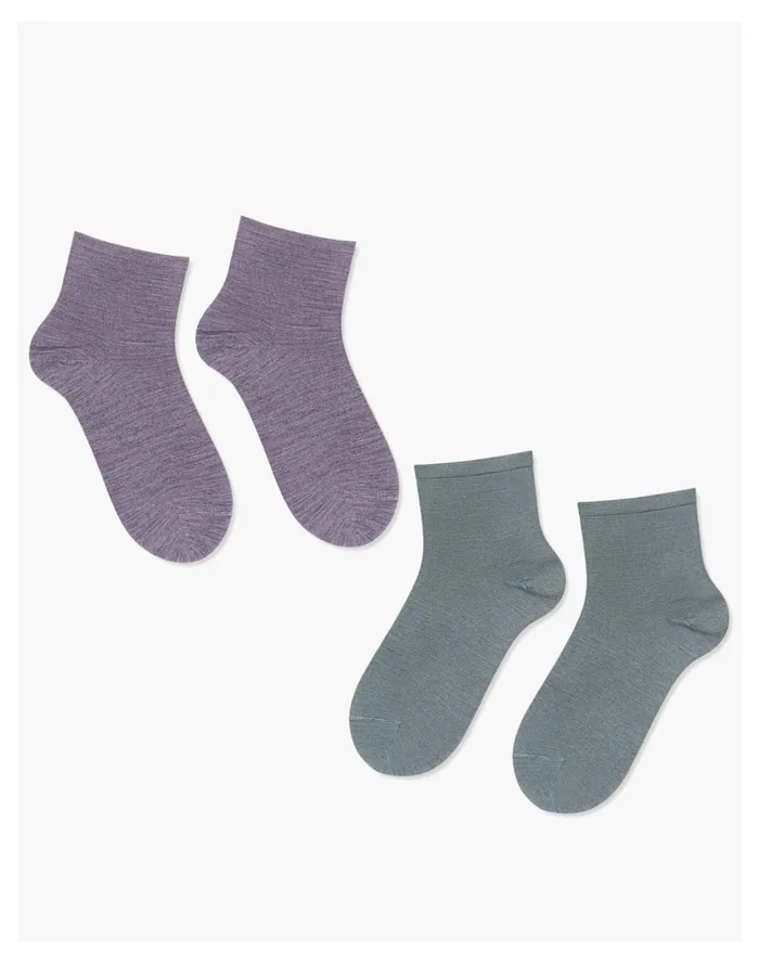 Women Hansel From Basel Two Pack Layering Short Crew Socks Slate Madewell Socks