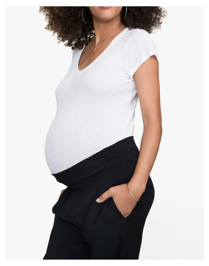 Women HATCH Collection Maternity Weekend Smocked Pants Black Madewell Pants Women HATCH Collection Maternity Weekend Smocked Pants Black Madewell Pants