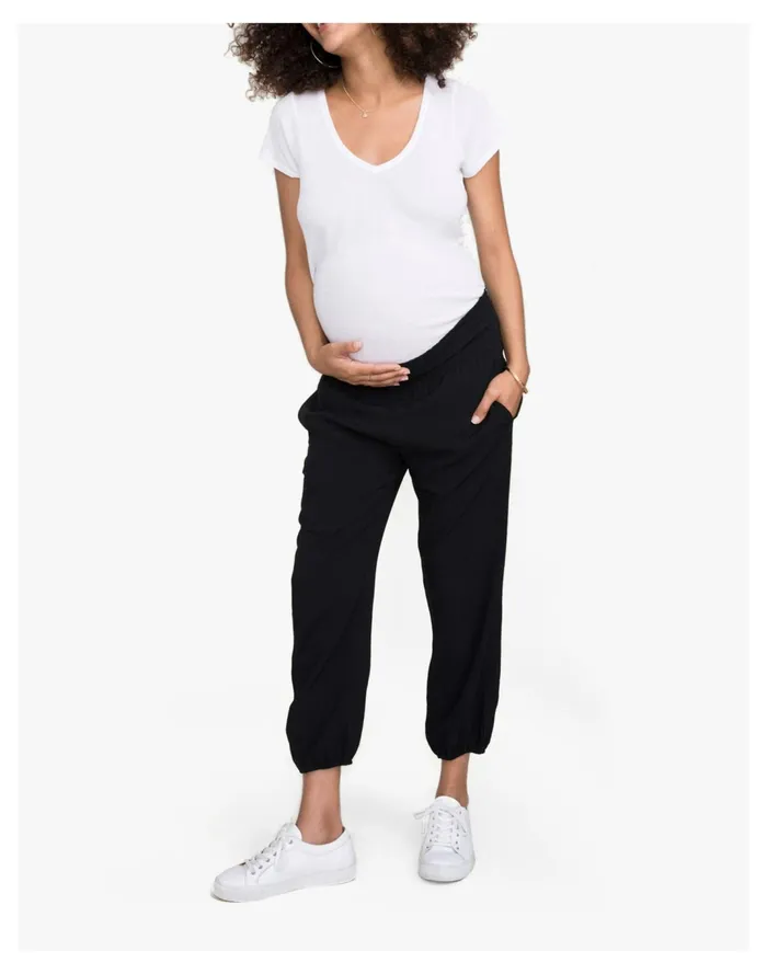 Women HATCH Collection Maternity Weekend Smocked Pants Black Madewell Pants Women HATCH Collection Maternity Weekend Smocked Pants Black Madewell Pants