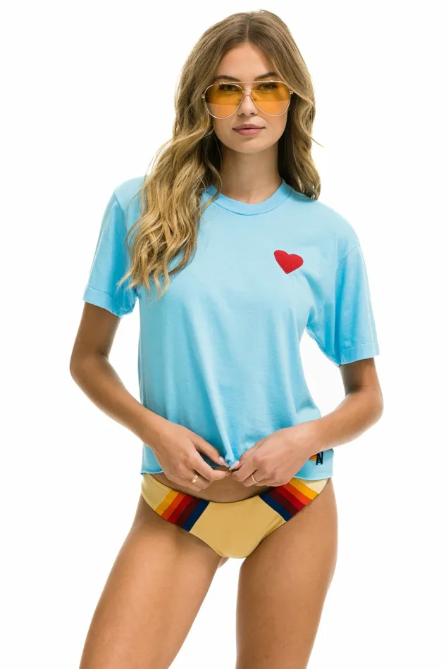 Women HEART EMBROIDERY BOYFRIEND TEE 8211 SKY Aviator Nation UnisexTees