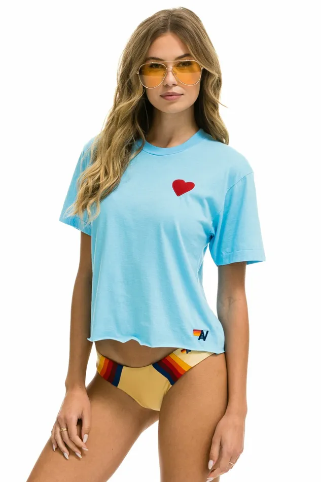 Women HEART EMBROIDERY BOYFRIEND TEE 8211 SKY Aviator Nation UnisexTees Women HEART EMBROIDERY BOYFRIEND TEE 8211 SKY Aviator Nation UnisexTees