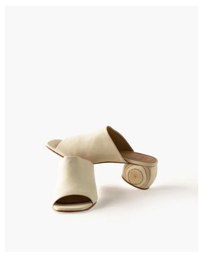 Women HUMA BLANCO Leather Milla Sandal Mules Cream Madewell Heels Women HUMA BLANCO Leather Milla Sandal Mules Cream Madewell Heels