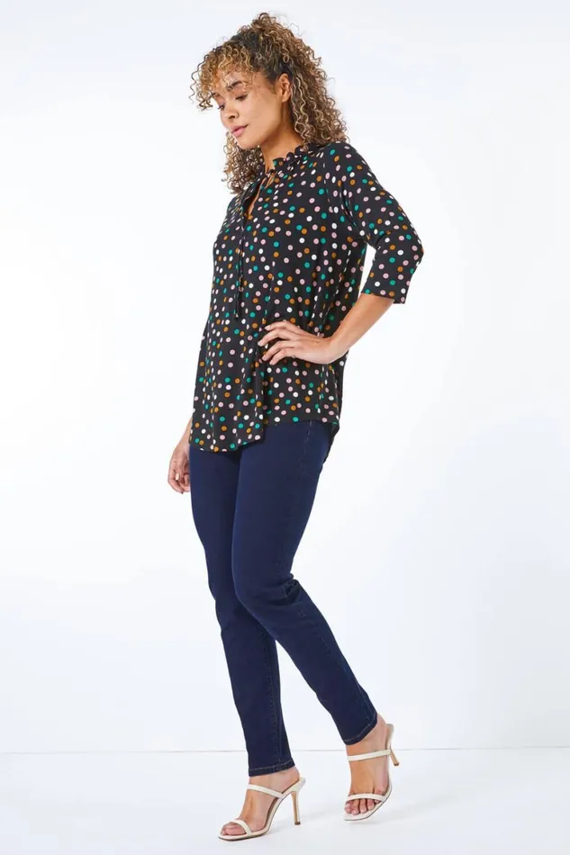 Women Indigo Petite Stretch Denim Elastic Waist Jegging Roman Trousers