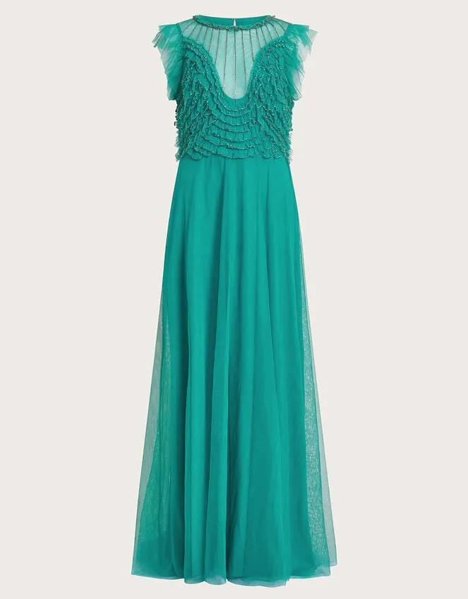 Women Irina HandEmbellished Maxi Dress Green Monsoon Occasionwear