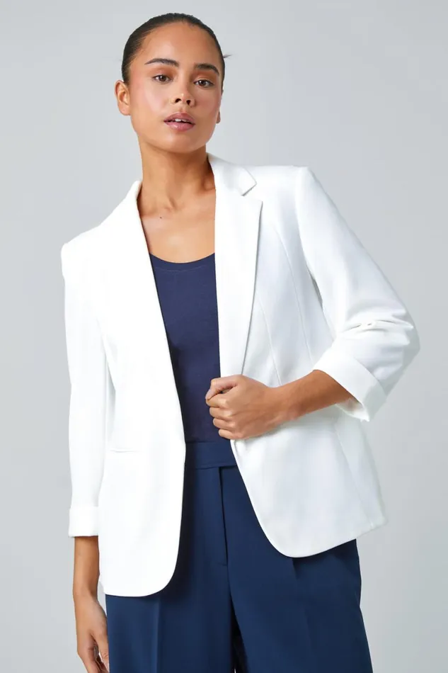 Women Ivory Petite Classic Stretch Blazer Roman Jackets