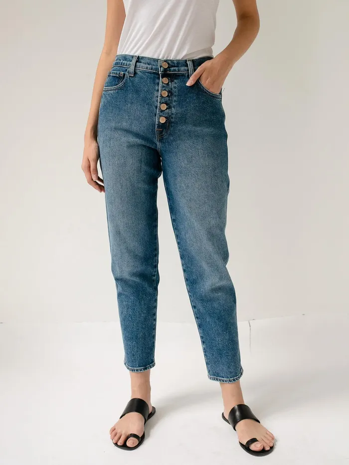 Women J Brand 8211 Heather High Rise Button Fly In Indigo The UNDONE Denim