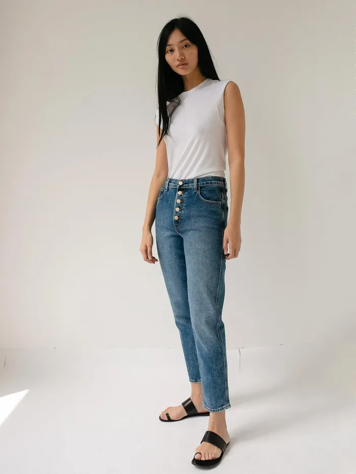 Women J Brand 8211 Heather High Rise Button Fly In Indigo The UNDONE Denim