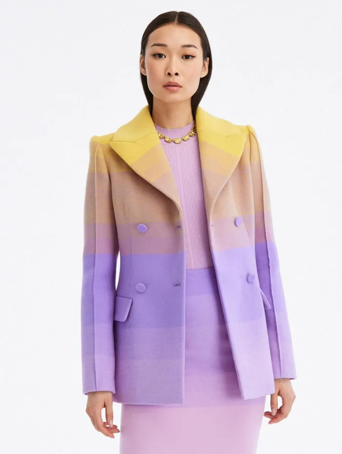 Women Jackets and Coats Oscar De La Renta Ombr Double Breasted Jacket Irisginger