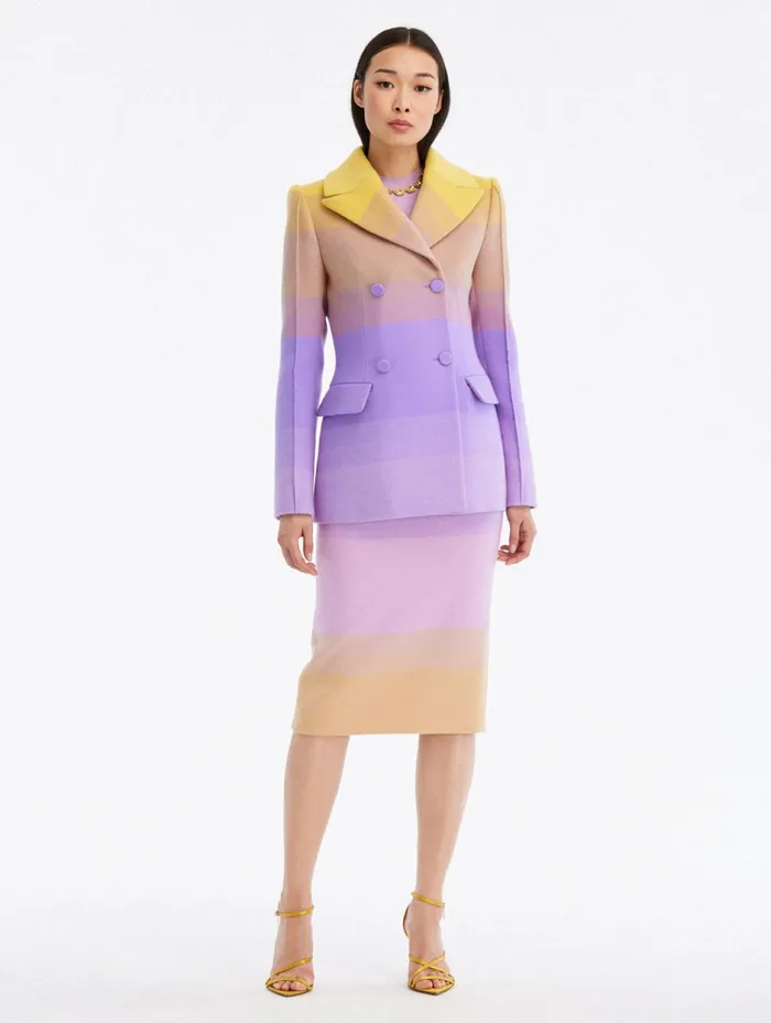 Women Jackets and Coats Oscar De La Renta Ombr Double Breasted Jacket Irisginger Women Jackets and Coats Oscar De La Renta Ombr Double Breasted Jacket Irisginger