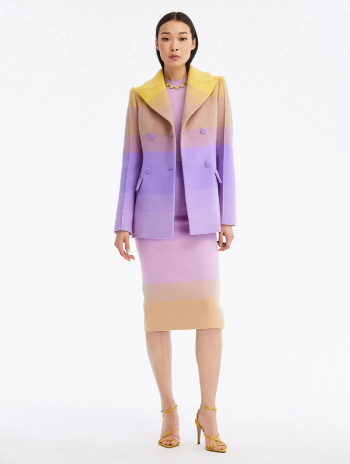 Women Jackets and Coats Oscar De La Renta Ombr Double Breasted Jacket Irisginger Women Jackets and Coats Oscar De La Renta Ombr Double Breasted Jacket Irisginger