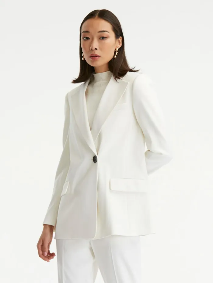 Women Jackets and Coats Oscar De La Renta Single Breasted Jacket Ivory