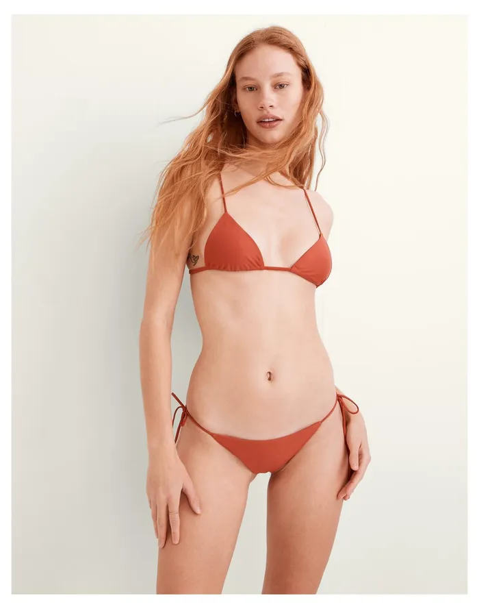 Women Jade Swim Ties String Bikini Bottom Terracotta Madewell Swim