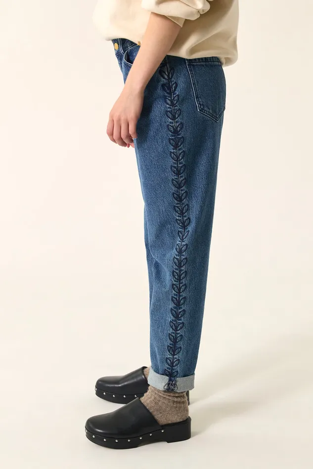 Women Jeans Louisetta Middle Blue Jean Coton Bleu Clair Des Petits Hauts Denim