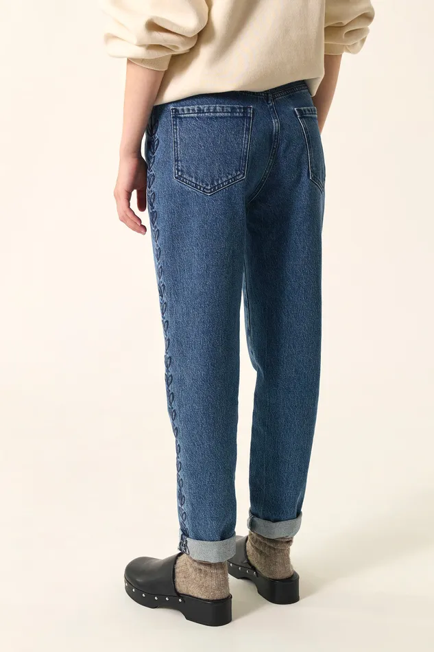 Women Jeans Louisetta Middle Blue Jean Coton Bleu Clair Des Petits Hauts Denim