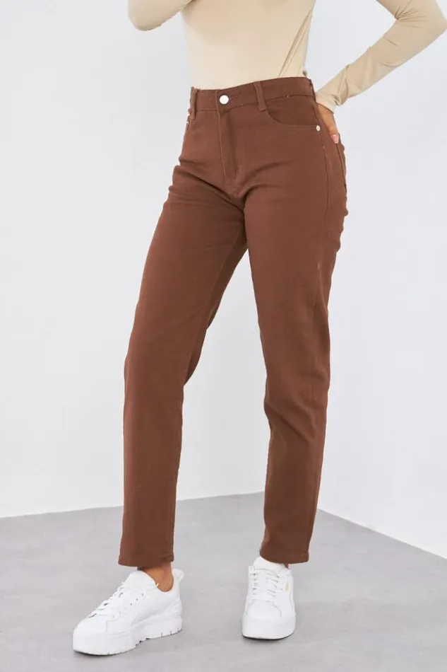 Women Jeans Marron Us Coupe Droite Brown Brentiny Paris Jeans