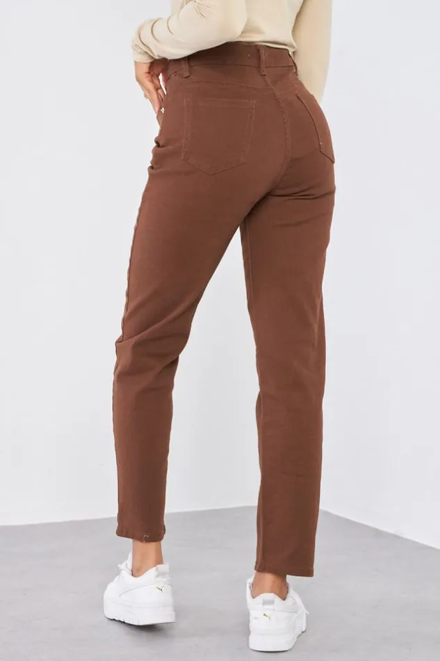Women Jeans Marron Us Coupe Droite Brown Brentiny Paris Jeans