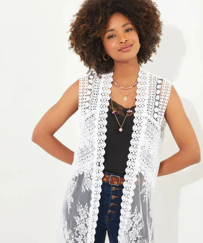 Women Joe Browns Boho Days Sleeveless Lace Kimono White Women Joe Browns Boho Days Sleeveless Lace Kimono White