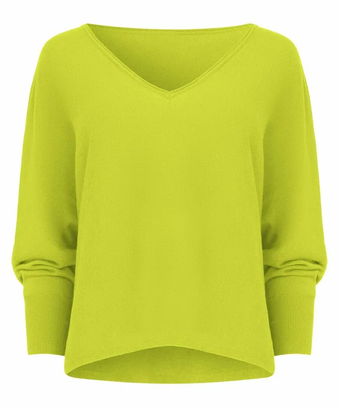 Women Joe Browns Camille Relaxed VNeck Jumper Magentalime Women Joe Browns Camille Relaxed VNeck Jumper Magentalime