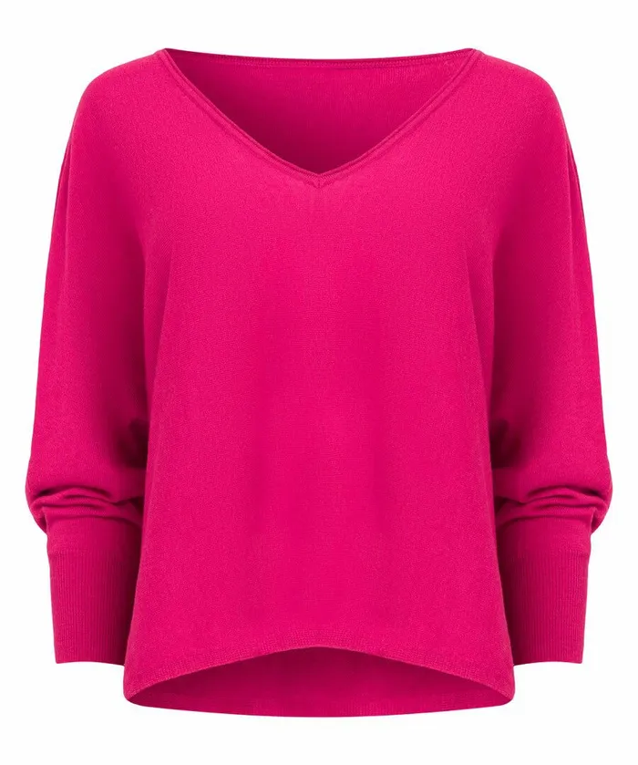 Women Joe Browns Camille Relaxed VNeck Jumper Magentalime Women Joe Browns Camille Relaxed VNeck Jumper Magentalime