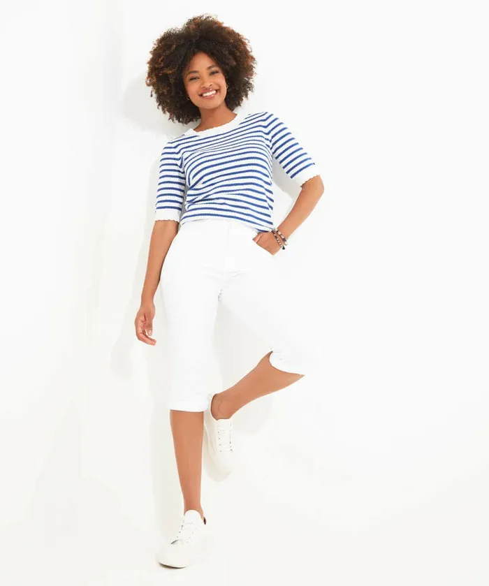 Women Joe Browns Capri Pants Bluewhite Women Joe Browns Capri Pants Bluewhite