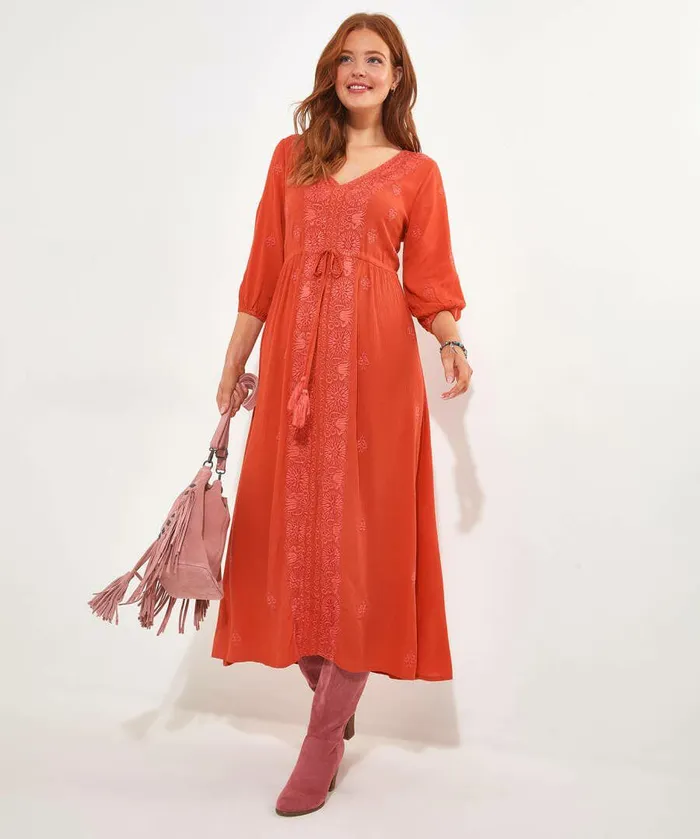 Women Joe Browns Evelynn Embroidered Dress Orange