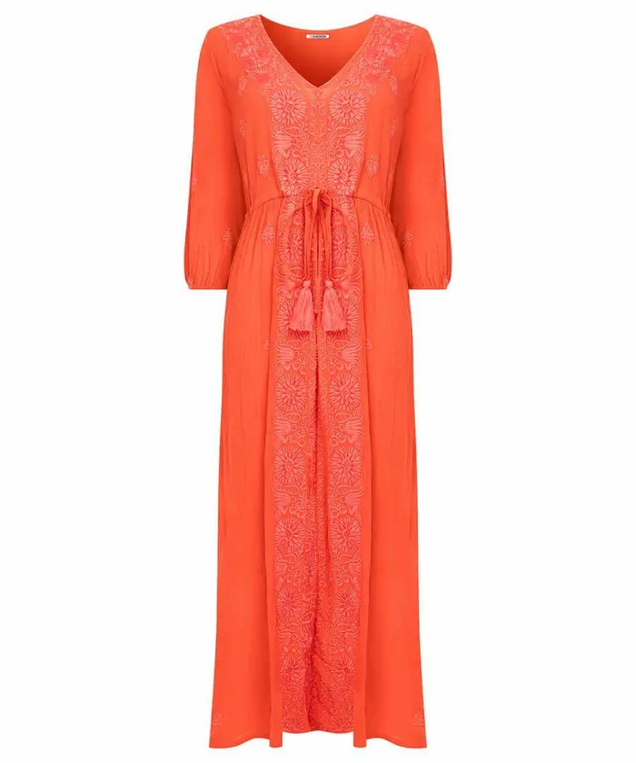 Women Joe Browns Evelynn Embroidered Dress Orange Women Joe Browns Evelynn Embroidered Dress Orange