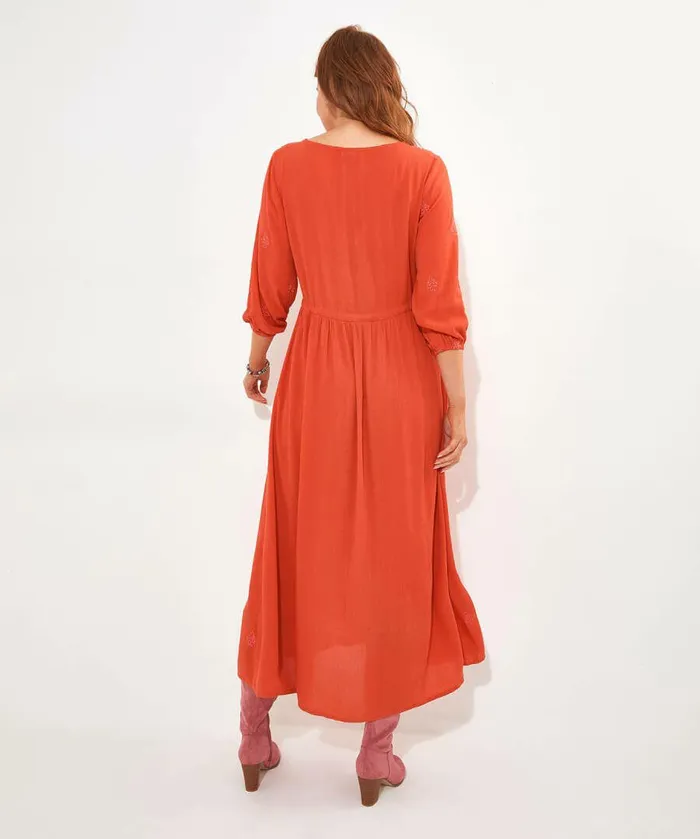 Women Joe Browns Evelynn Embroidered Dress Orange Women Joe Browns Evelynn Embroidered Dress Orange
