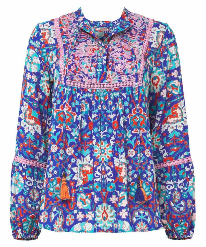 Women Joe Browns Moroccan Blue Embroidered Top Blue Women Joe Browns Moroccan Blue Embroidered Top Blue