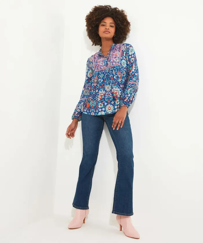 Women Joe Browns Moroccan Blue Embroidered Top Blue Women Joe Browns Moroccan Blue Embroidered Top Blue