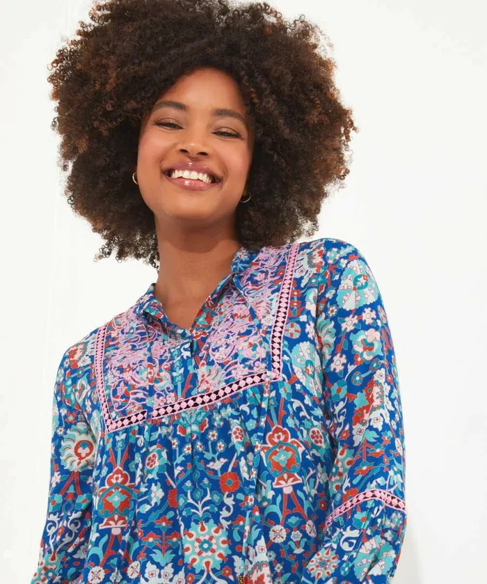Women Joe Browns Moroccan Blue Embroidered Top Blue Women Joe Browns Moroccan Blue Embroidered Top Blue