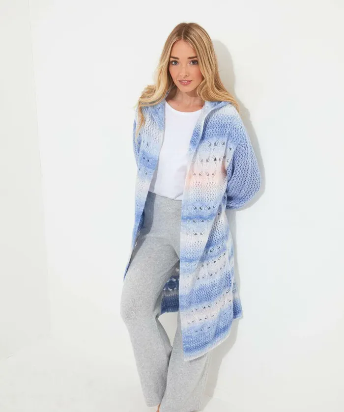 Women Joe Browns Sloe Joes Ombre Knit Longline Cardigan Blue