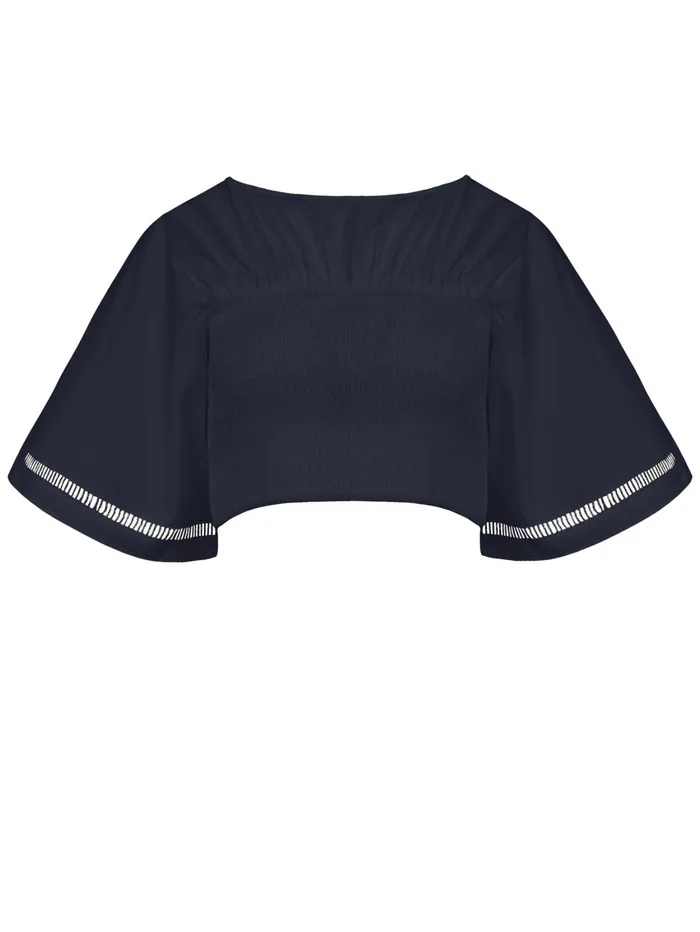Women Joslin 8211 Jillian Cotton Top In Navy The UNDONE Tops