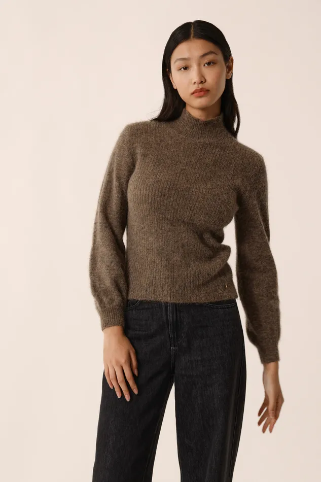 Women Jumper Annette Galet Pull Alpaga Superfine Gris Beige Des Petits Hauts Jumpers and Cardigans