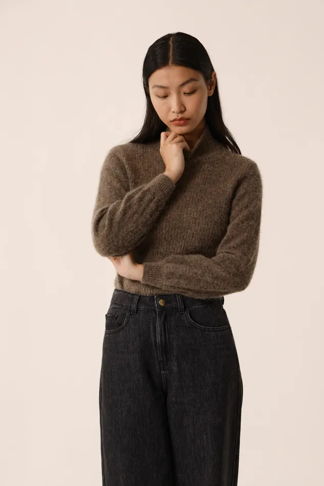Women Jumper Annette Galet Pull Alpaga Superfine Gris Beige Des Petits Hauts Jumpers and Cardigans