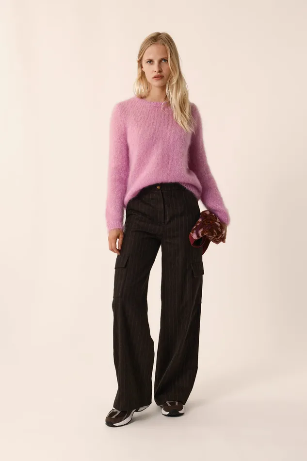 Women Jumper Chouky Blossom Pull Mohair Rose Mauve Des Petits Hauts Jumpers and Cardigans