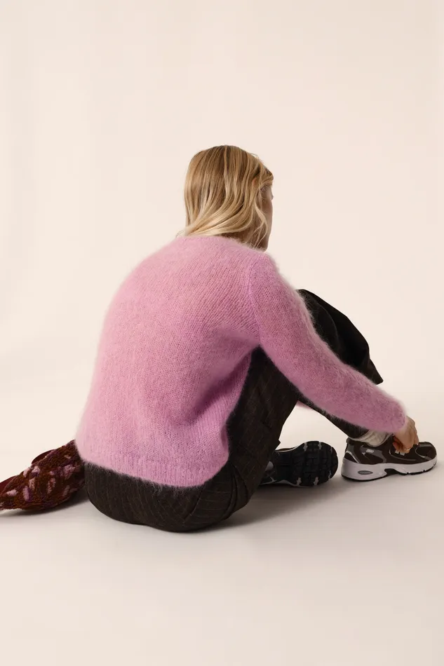 Women Jumper Chouky Blossom Pull Mohair Rose Mauve Des Petits Hauts Jumpers and Cardigans
