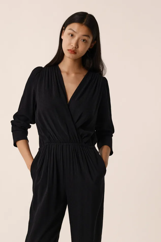 Women Jumpsuit Rafou Noir Combinaison Viscose Noire Des Petits Hauts Trousers and Jumpsuits