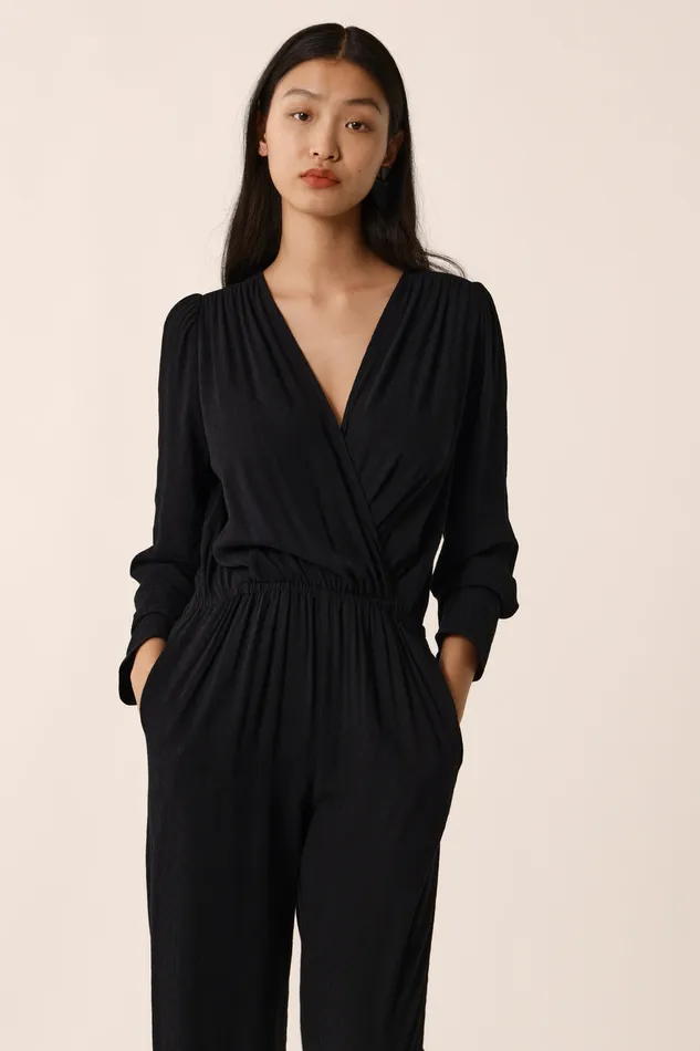 Women Jumpsuit Rafou Noir Combinaison Viscose Noire Des Petits Hauts Trousers and Jumpsuits