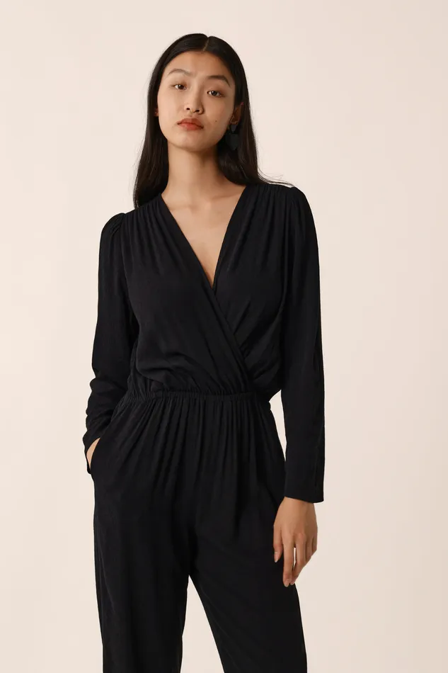 Women Jumpsuit Rafou Noir Combinaison Viscose Noire Des Petits Hauts Trousers and Jumpsuits