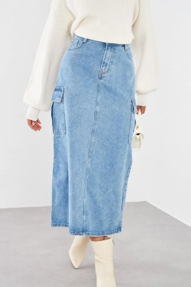 Women Jupe En Jean Bleu Blue Brentiny Paris Skirts