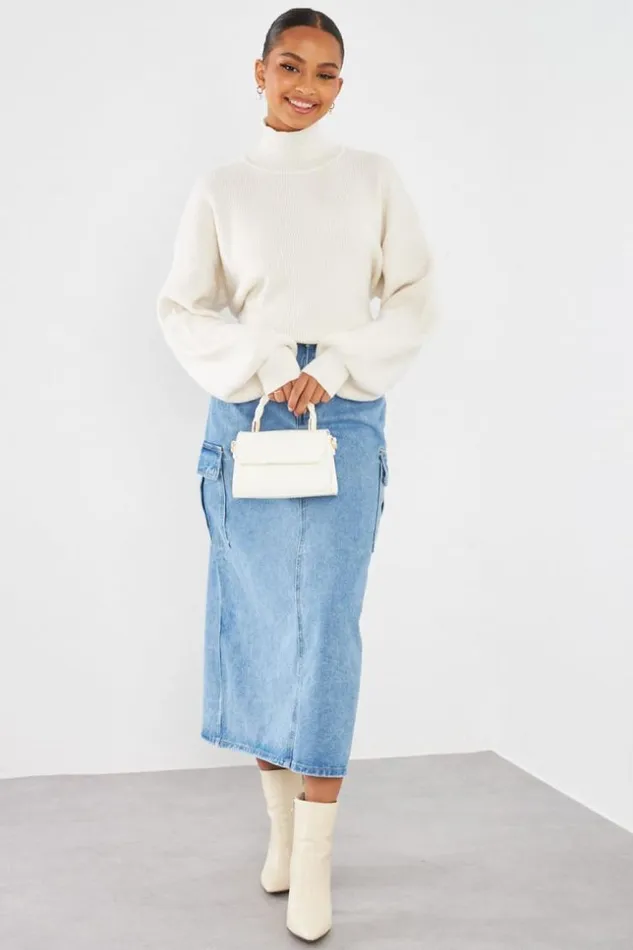 Women Jupe En Jean Bleu Blue Brentiny Paris Skirts