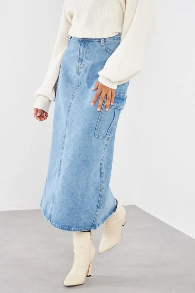 Women Jupe En Jean Bleu Blue Brentiny Paris Skirts