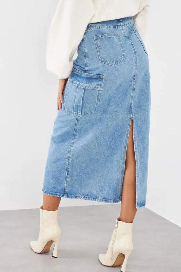 Women Jupe En Jean Bleu Blue Brentiny Paris Skirts