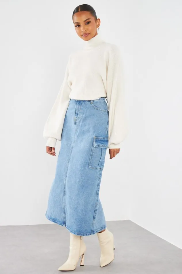 Women Jupe En Jean Bleu Blue Brentiny Paris Skirts