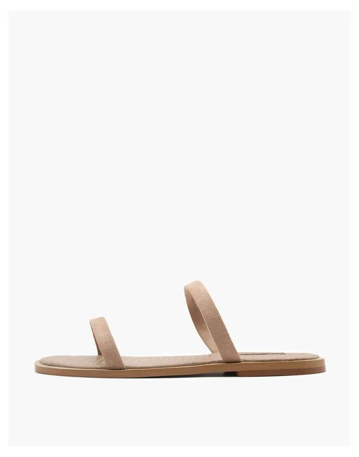 Women KAANAS JULIE DOUBLE BAND SUEDE SLIDE Light Grey Madewell Sandals Women KAANAS JULIE DOUBLE BAND SUEDE SLIDE Light Grey Madewell Sandals